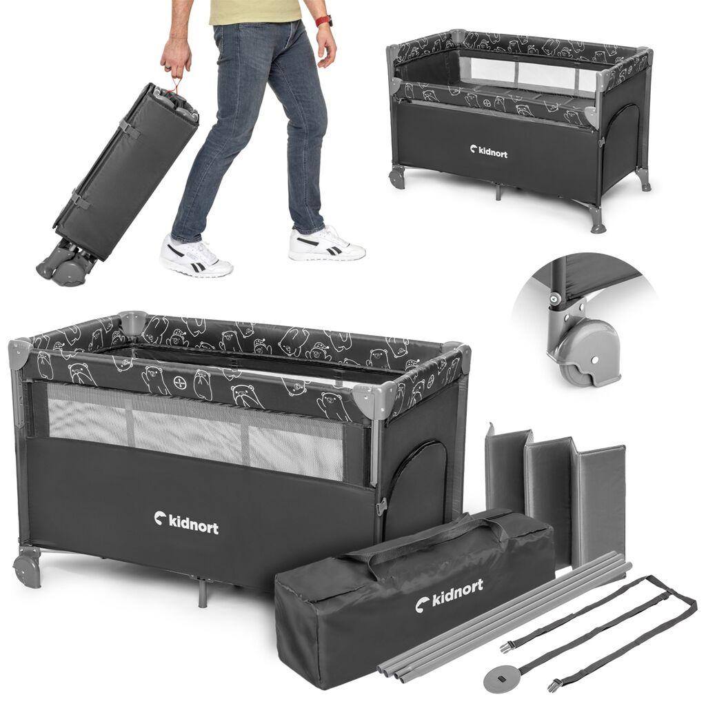 Kidnort Prenosivi krevetac Naste 3u1, Tamnosivi