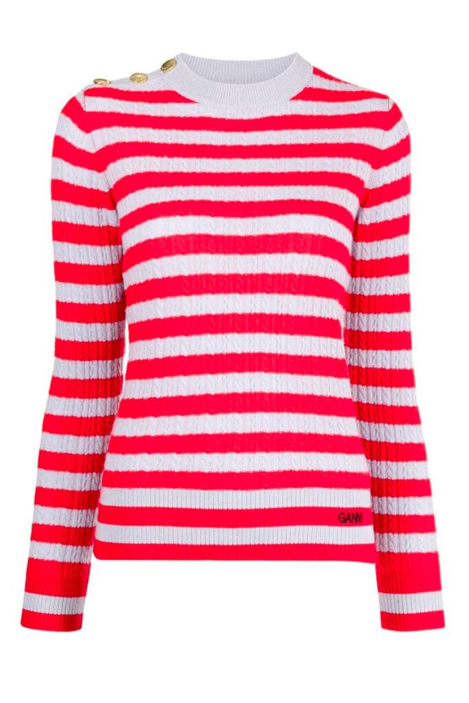Ganni Ženski džemper K1604-472, Crveno-Beli