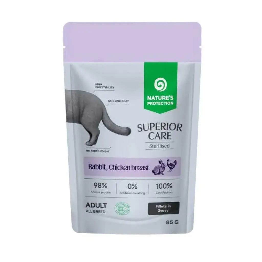 Nature's Protetcion Vlažna hrana za mačke, Piletina i zečetina, 85 g