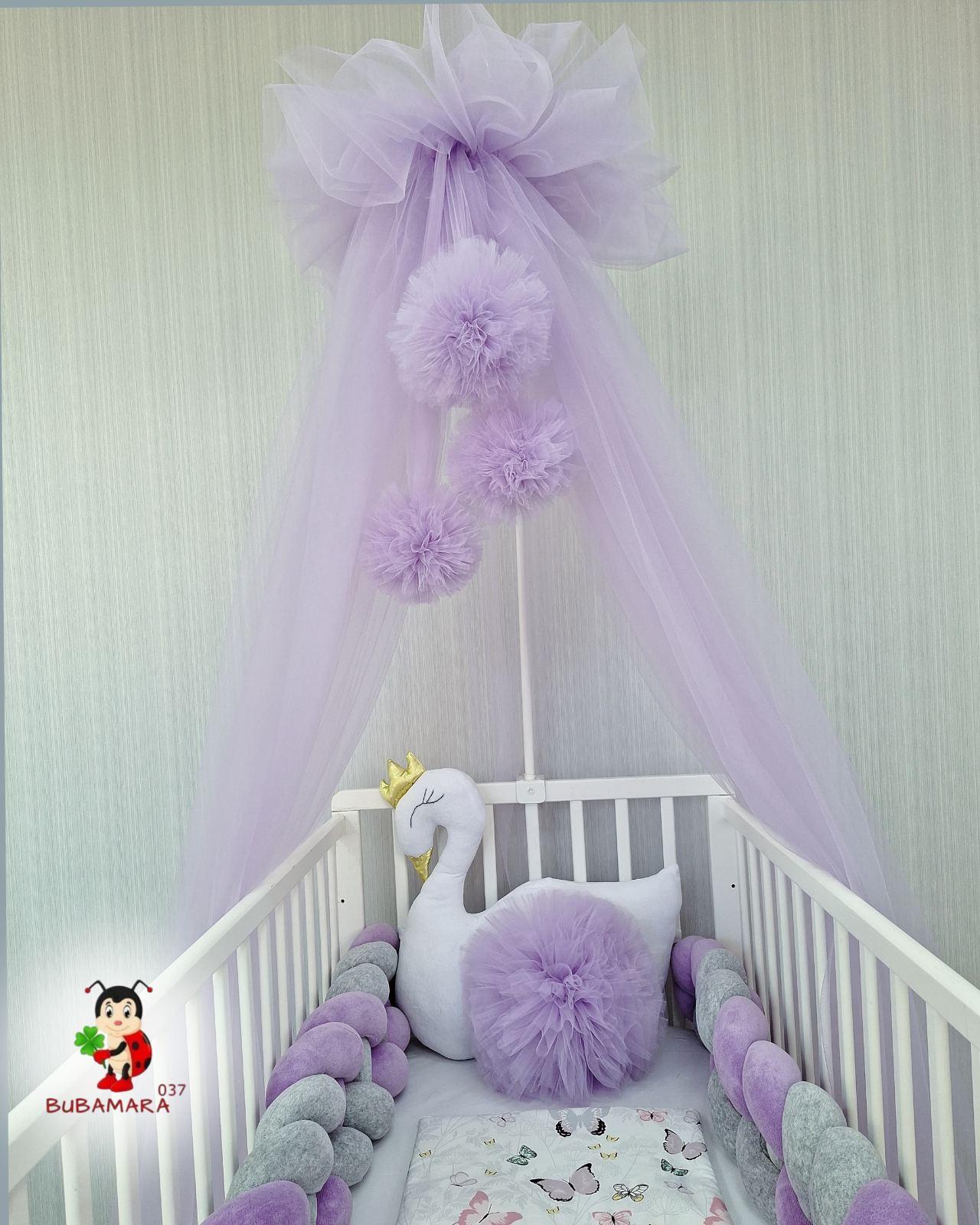 Bubamara037 Baldahin za krevetac, sa držačem, Lavanda