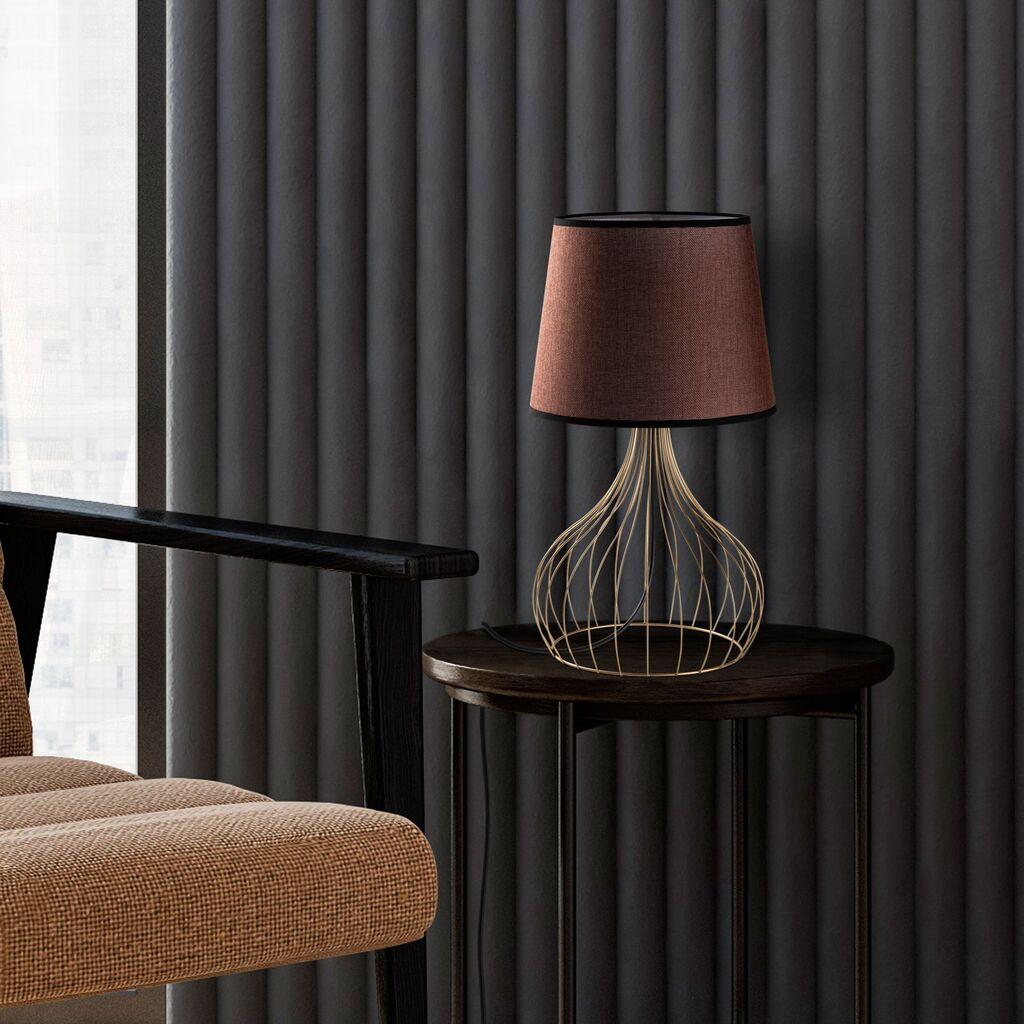 Opviq Stona lampa Telis-5402, 28x28x51 cm, IP20, Braon-zlatne boje