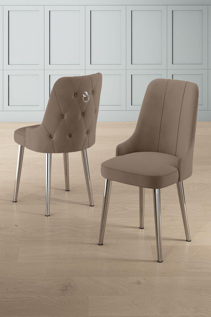 Hanah Home Set stolica Newa, 46x94x46 cm, 4 komada, Srebrno-smeđe boje