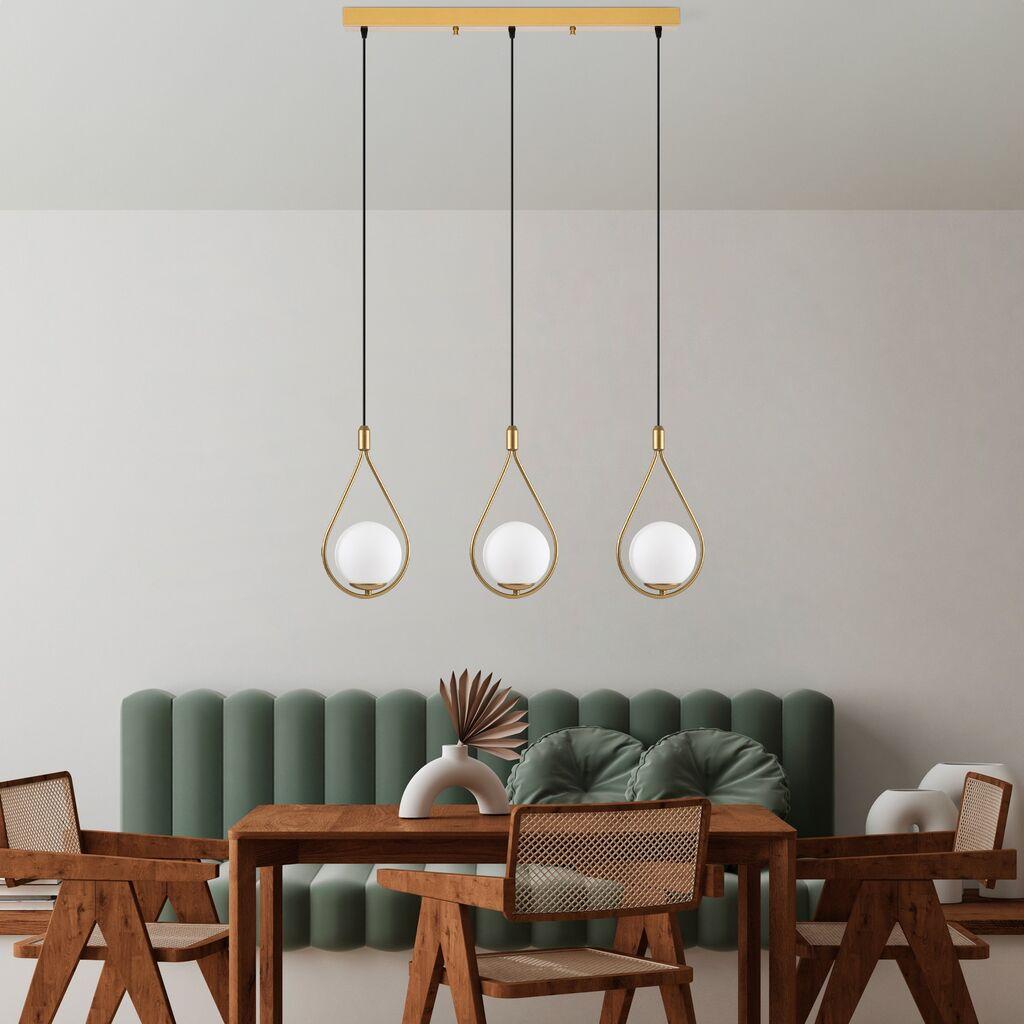 Opviq Luster Mudoni-Mr-939-1, 70x15x136cm, IP20, Belo-zlatne boje