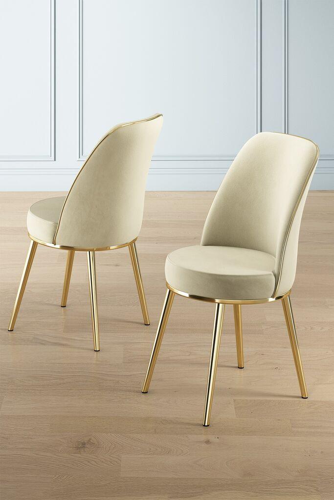 Hanah Home Set stolica Pefa, 45x91x42 cm, 6 komada, Zlatno-krem boje