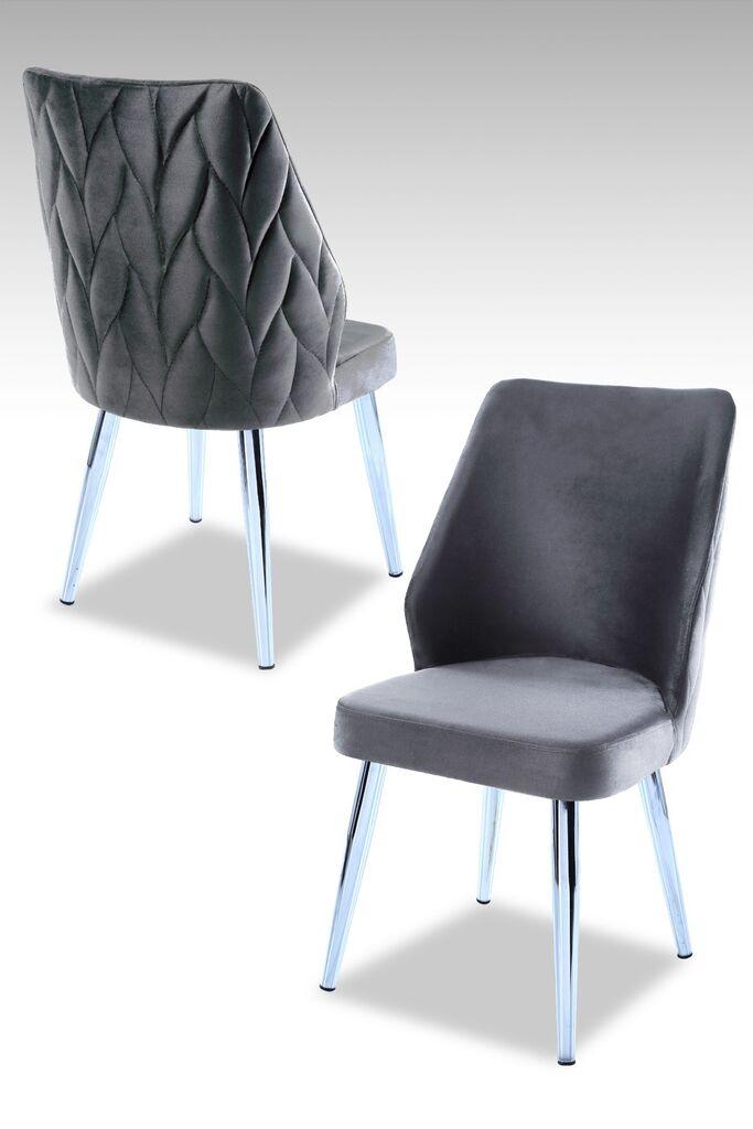 Hanah Home Set stolica Pufi, 48x90x43 cm, 4 komada, Srebrno-sive boje