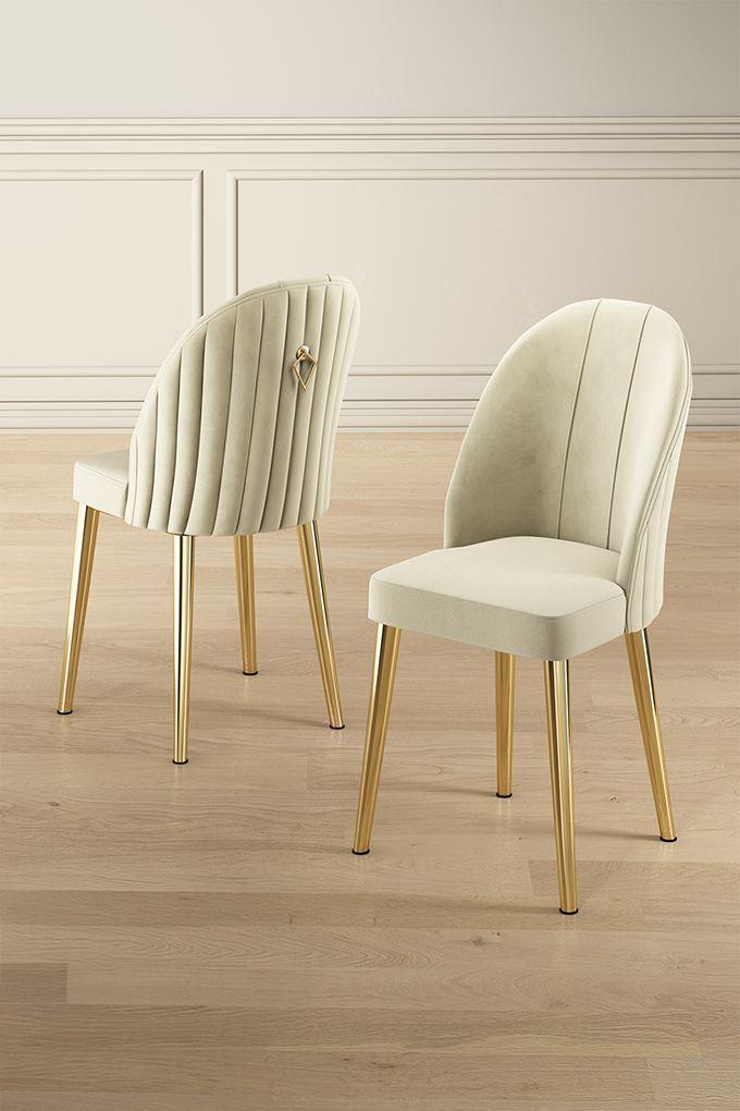 Hanah Home Set stolica Mara, 45x91x42 cm, 4 komada, Zlatno-krem boje