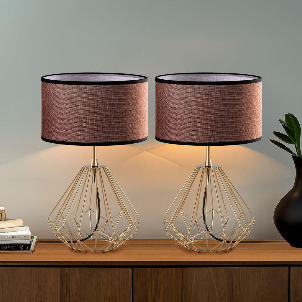 Opviq Set Stonih lampi Diamond-S-713, 25x25x43 cm, IP20, 2 komada, Braon-zlatne boje