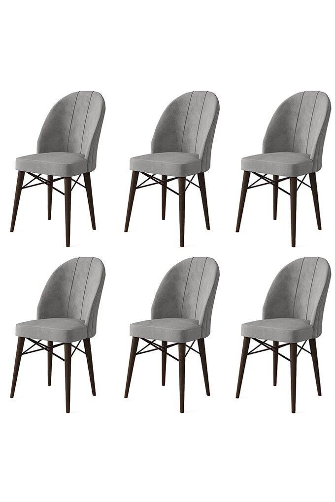 Hanah Home Set stolica Ritim, 44x96x42 cm, 6 komada, Sivo-braon