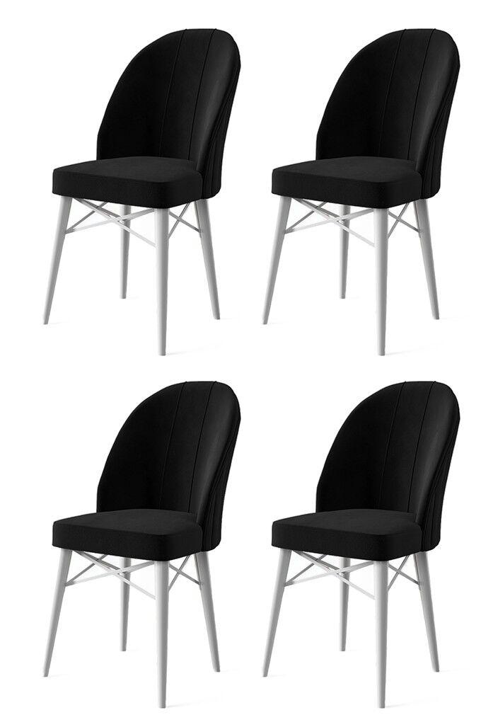 Hanah Home Set stolica Ritim, 44x96x42 cm, 4 komada, Crno-bele