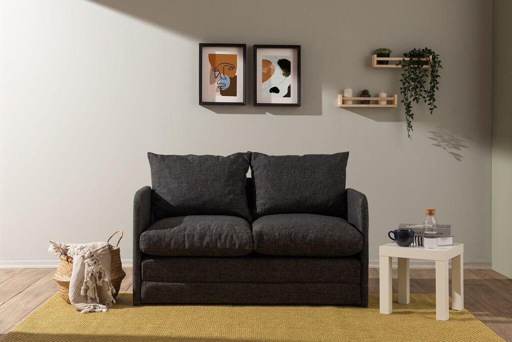 Atelier del Sofa Dvosed na razvlačenje Saga, 128 x 70 x 66 cm, Tamnosivi
