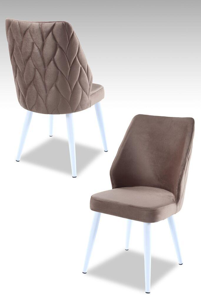 Hanah Home Set stolica Pufi, 48x90x43 cm, 4 komada, Belo-smeđe