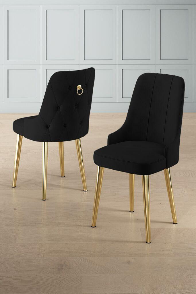 Hanah Home Set stolica Newa, 46x94x46 cm, 2 komada, Crno-zlatne boje