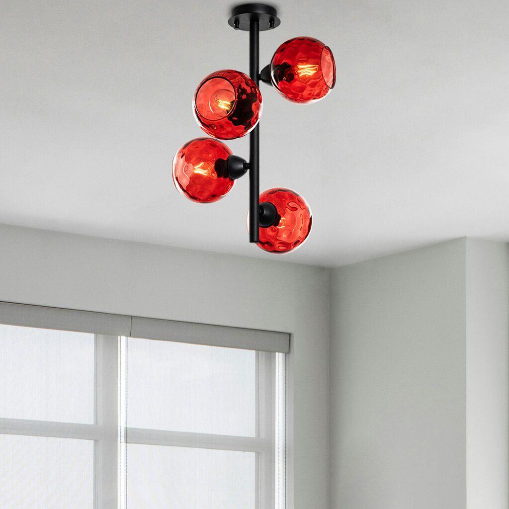 Opviq Luster Benek-15-14491, 40x40x55cm, IP20, Crno-crveni