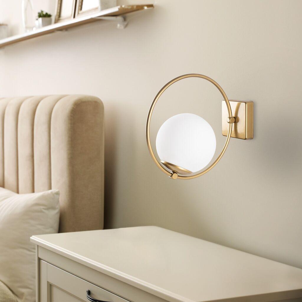 Opviq Zidna lampa Dolunay-3912, 15x31x28cm, IP20, Zlatno-bela boje