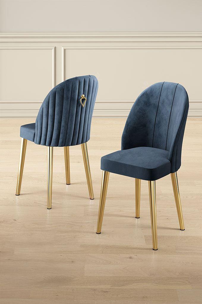 Hanah Home Set stolica Mara, 44x90x42 cm, 4 komada, Antracit-zlatne boje