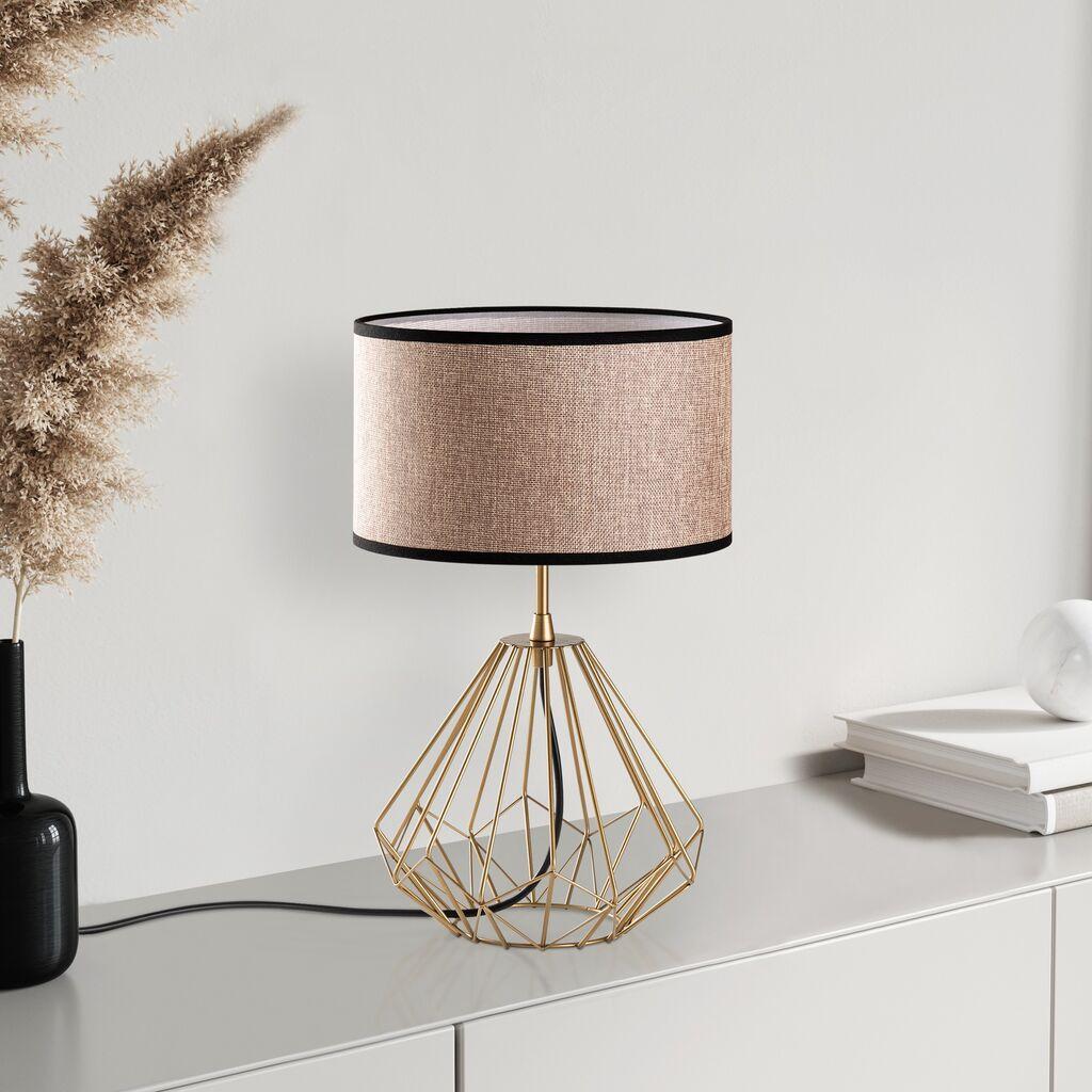 Opviq Stona lampa Diamond-S-712, 25x25x43 cm, IP20, Zlatno-smeđe boje