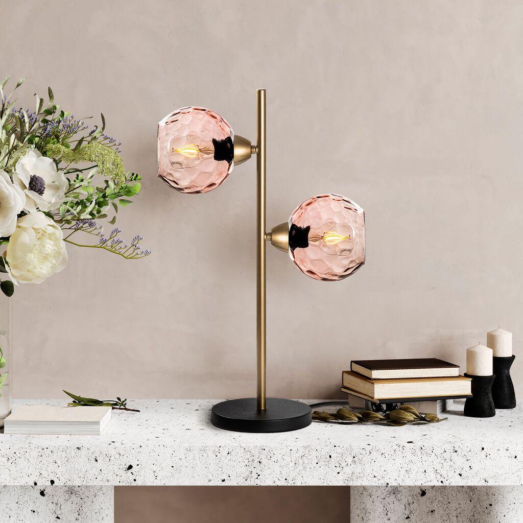 Opviq Stona lampa Benek-15-14563, 36x18x58 cm, IP20, Zlatno-roze boje