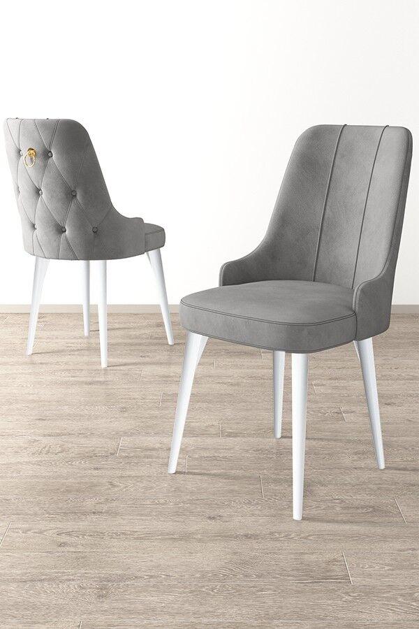 Hanah Home Set stolica Newa, 46x94x46 cm, 6 komada, Sivo-bele