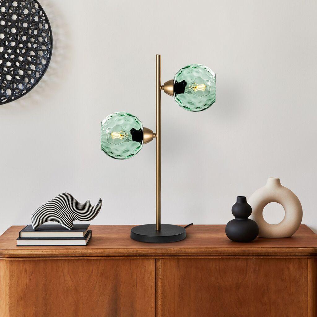 Opviq Stona lampa Benek-15-14565, 36x18x58 cm, IP20, Zlatno-zelene boje