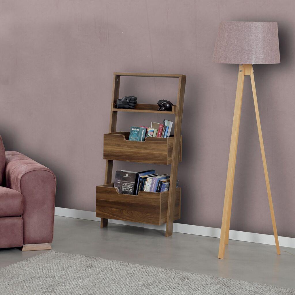 Hanah Home Polica za knjige Low, 59x120x35 cm, Orah