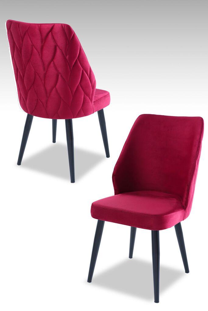 Hanah Home Set stolica Pufi, 48x90x43 cm, 4 komada, Crveno-crne