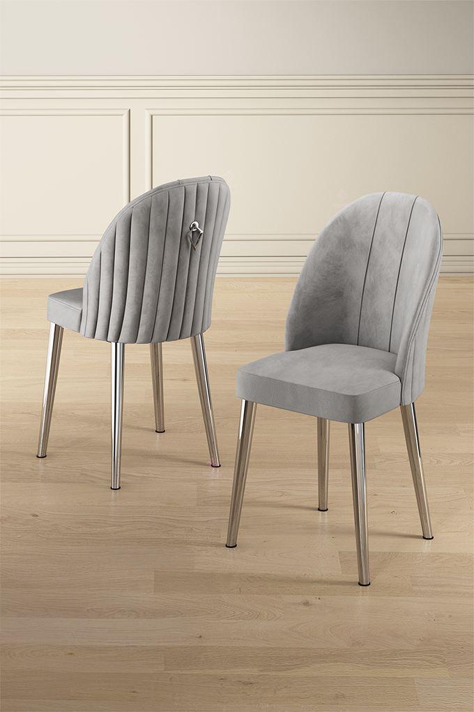 Hanah Home Set stolica Mara, 45x91x42 cm, 4 komada, Srebrno-sive boje