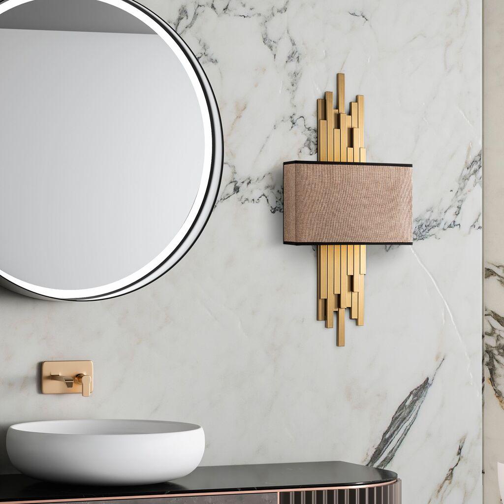 Opviq Zidna lampa Axis-15112, 35x75x10cm, IP20, Zlatno-smeđa boje