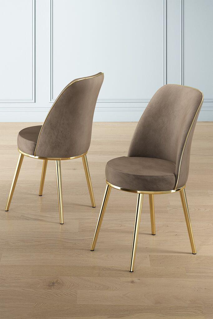 Hanah Home Set stolica Pefa, 45x91x42 cm, 2 komada, Zlatno-smeđe boje