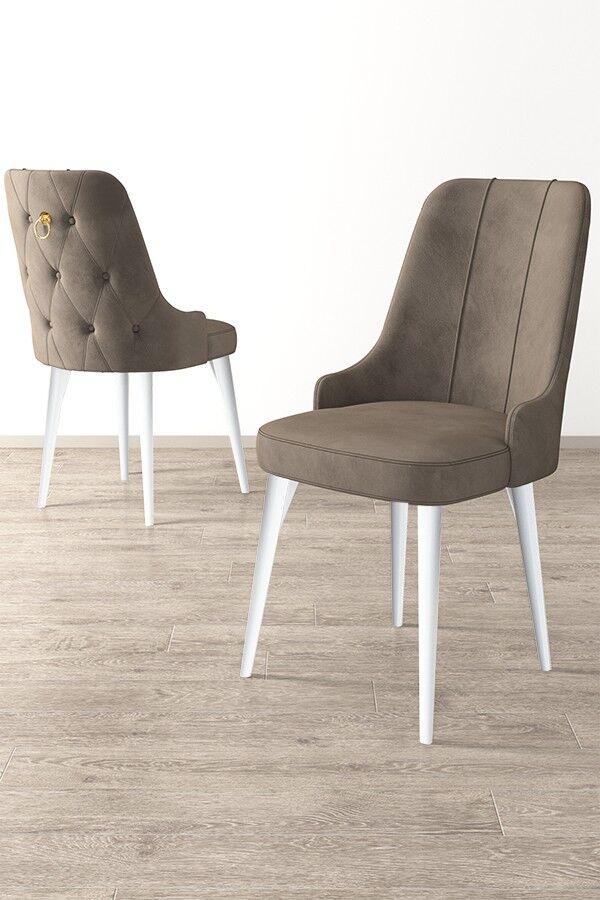 Hanah Home Set stolica Newa, 46x94x46 cm, 4 komada, Belo-smeđe