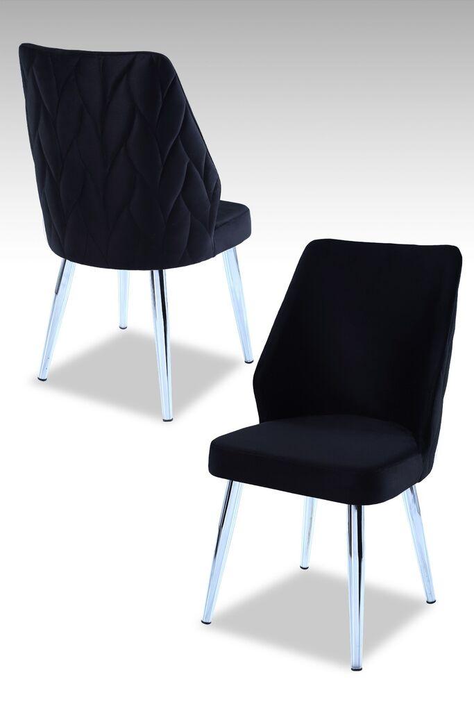 Hanah Home Set stolica Pufi, 48x90x43 cm, 4 komada, Srebrno-crne boje