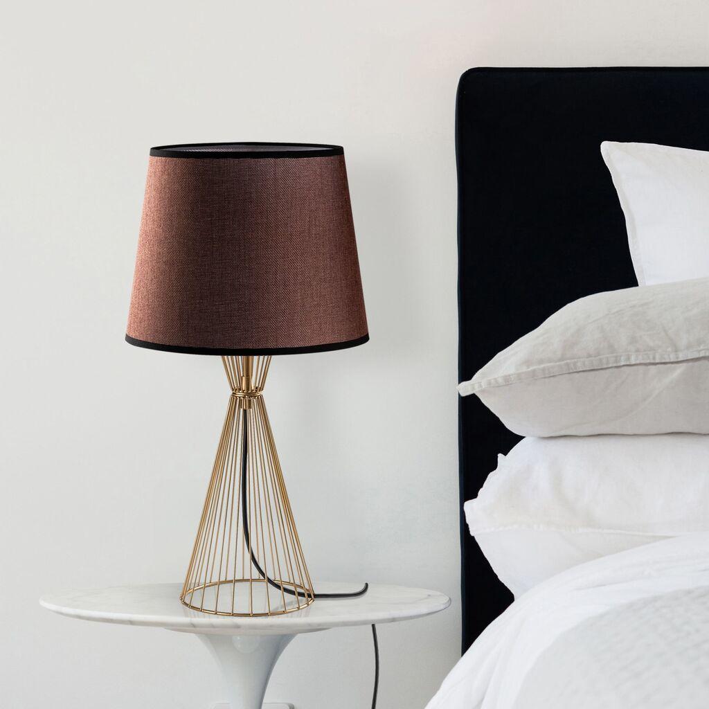 Opviq Stona lampa Telis-5382, 28x28x55 cm, IP20, Braon-zlatne boje