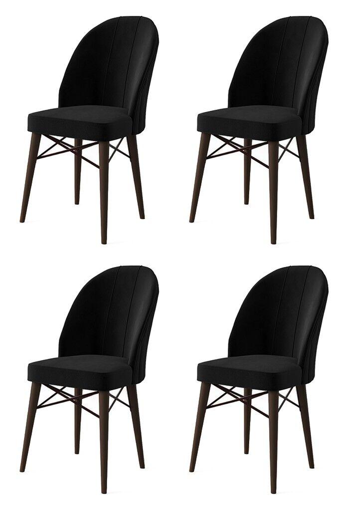 Hanah Home Set stolica Ritim, 44x96x42 cm, 4 komada, Braon-crne