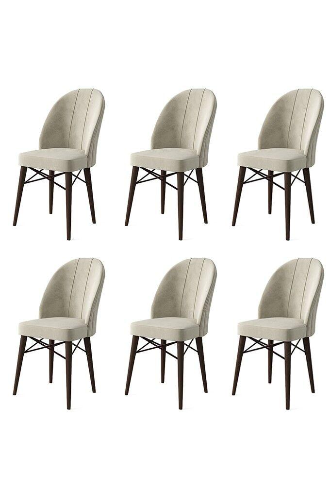 Hanah Home Set stolica Ritim, 44x96x42 cm, 6 komada, Krem-braon