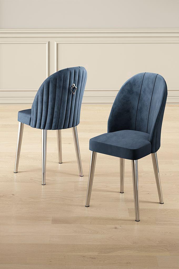 Hanah Home Set stolica Mara, 44x90x42 cm, 2 komada, Srebrno-plave boje