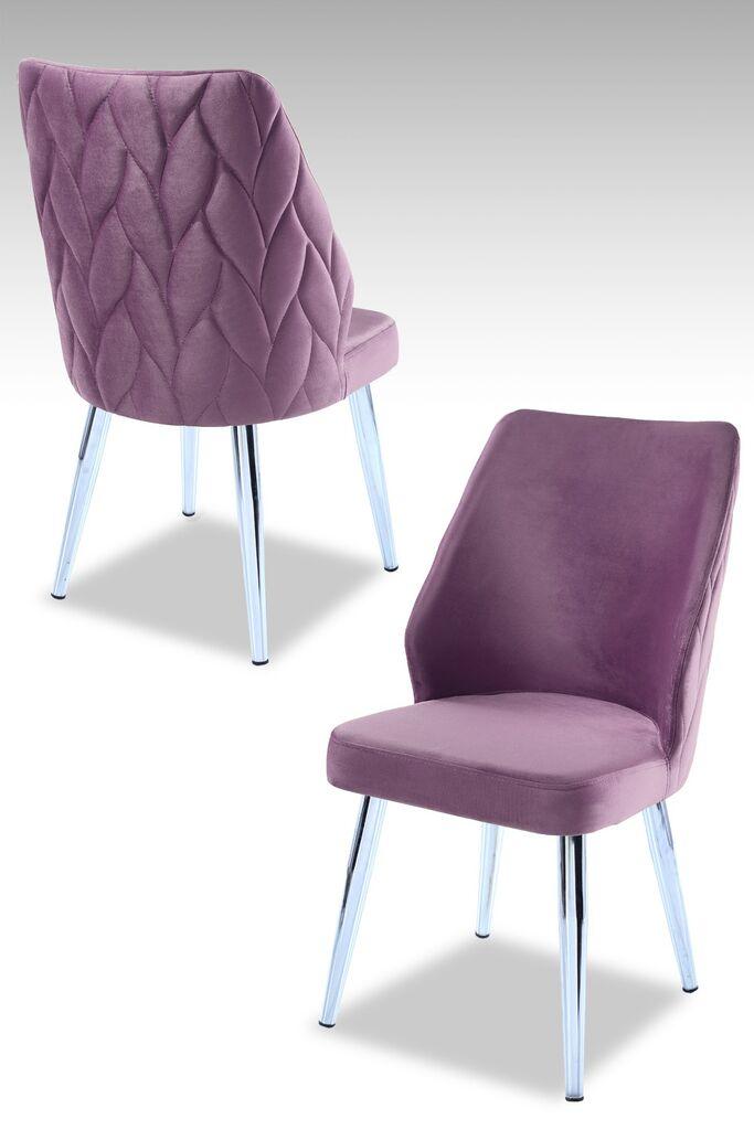 Hanah Home Set stolica Pufi, 48x90x43 cm, 4 komada, Srebrno-ljubičaste