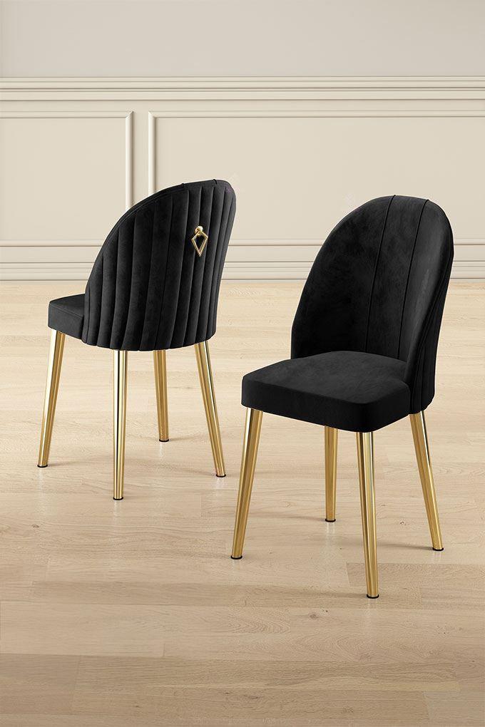 Hanah Home Set stolica Mara, 44x90x42 cm, 2 komada, Zlatno-crne boje