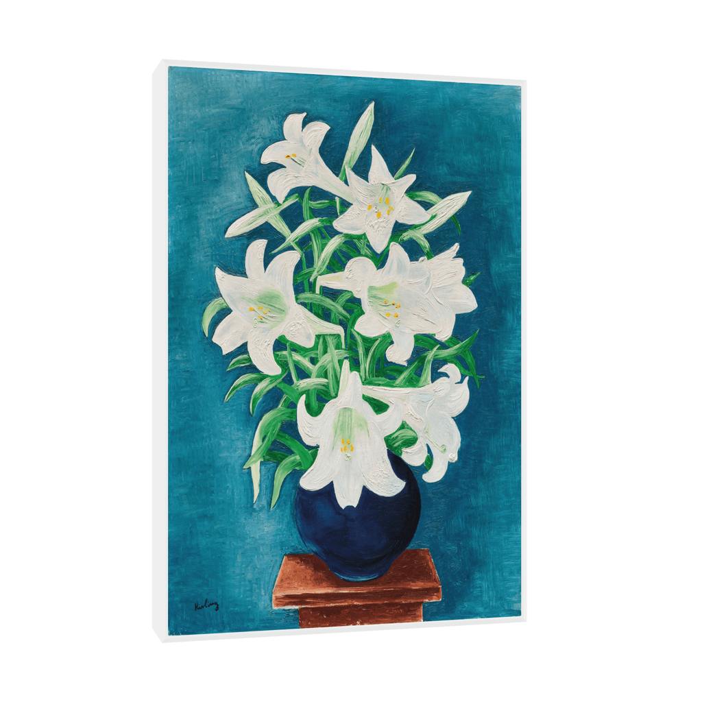 Canvas Slika na platnu Vase de lys, Moïse Kisling 80x120cm, Sa ramom, Beli