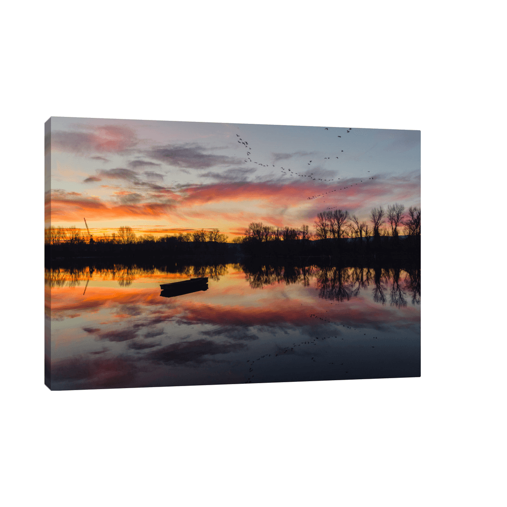 Canvas Slika na platnu Zalazak sunca pored Dunava, Bez rama, 75x50cm