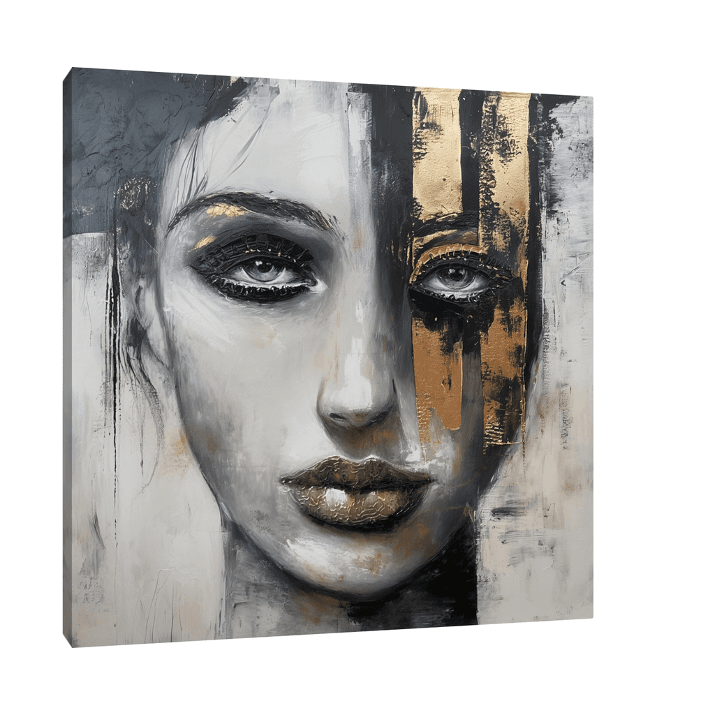 Canvas Slika na platnu Devojka sa zlatnim detaljem, Bez rama, 80x80cm