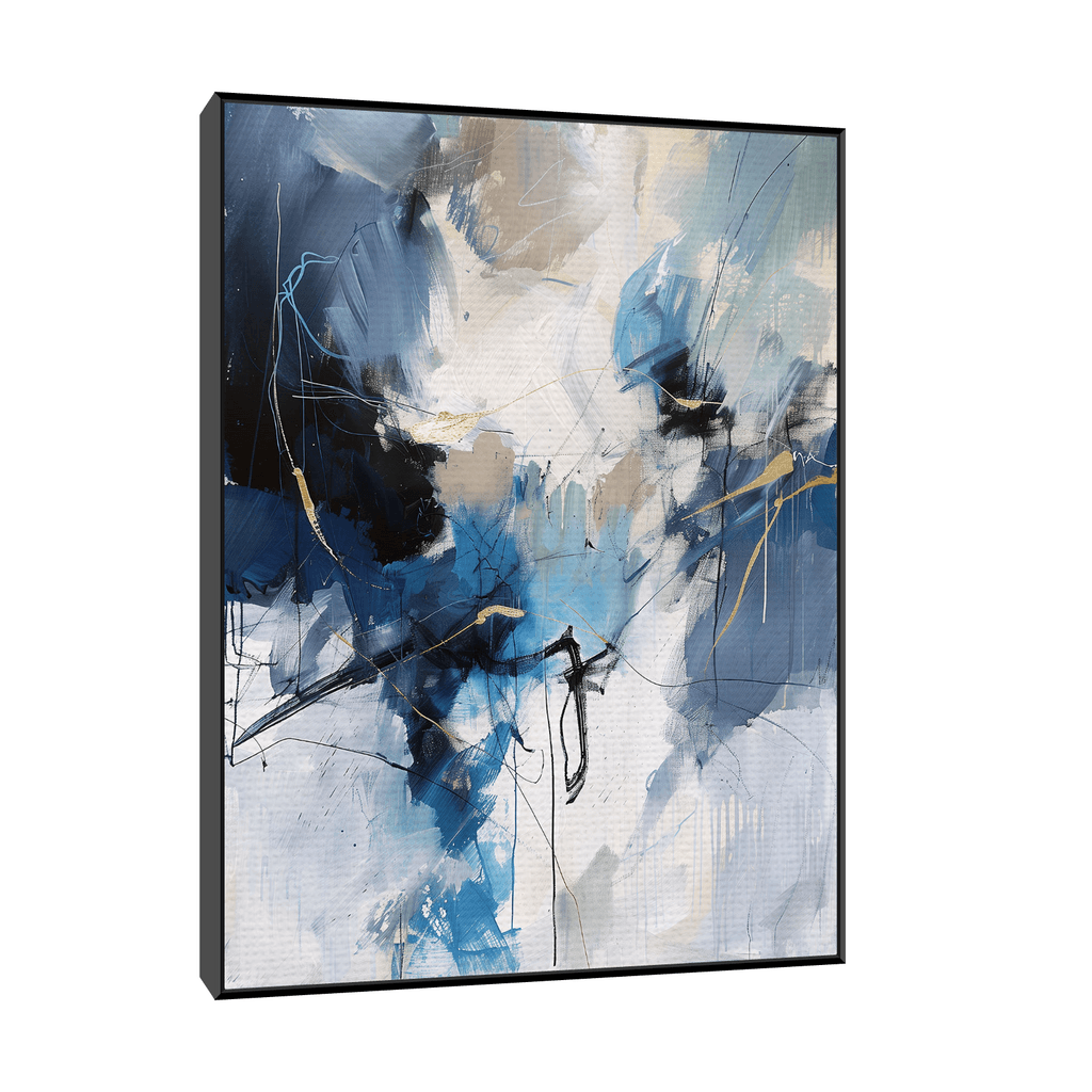 Canvas Slika na platnu Plava harmonija, 40x80cm, Sa ramom, Crni