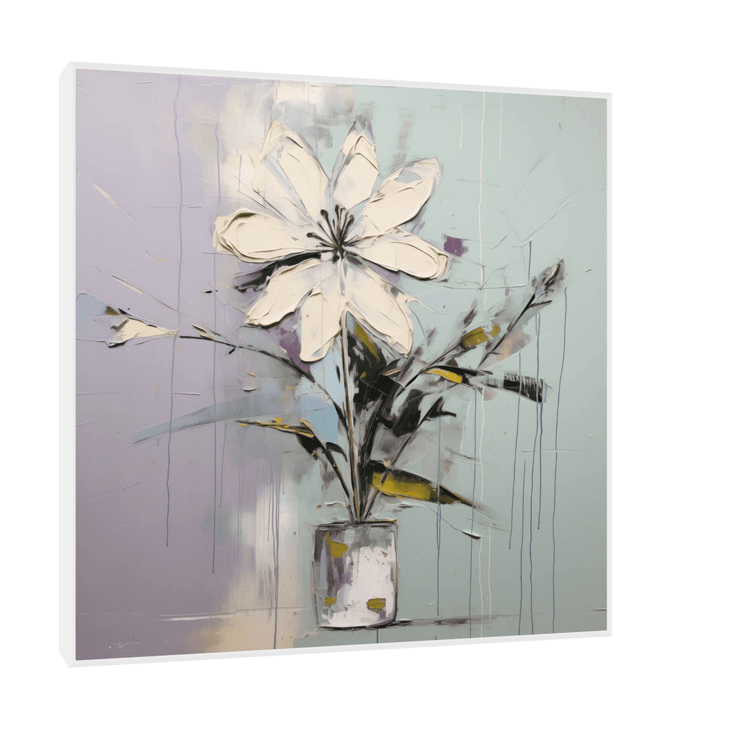 Canvas Slika na platnu Čarobni buket III, 140x140cm, Sa ramom, Beli