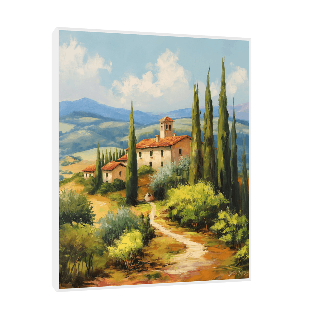 Canvas Slika na platnu Kuća kraj putića, 120x150cm, Sa ramom, Beli