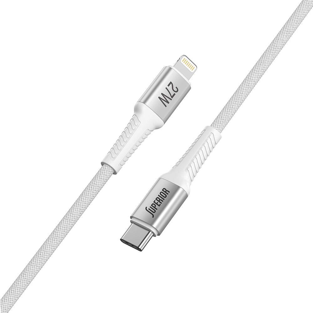 Superior USB data kabl SU-K150, Type-C na Lightning, Pleteni, 27W, 3A, 1 m, Beli