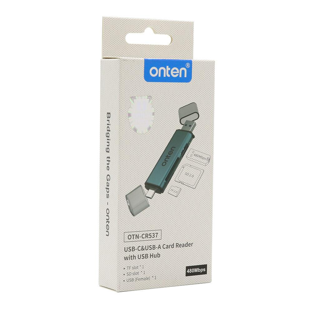 Onten Adapter čitač kartica OTN-CR537, 3u2, USB-A, USB Type-C na SD/TF, USB 2.0