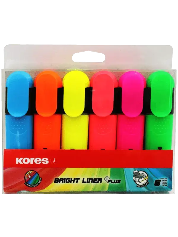 Kores Marker Bright Liner Plus, Set, Kosi vrh, 6/1