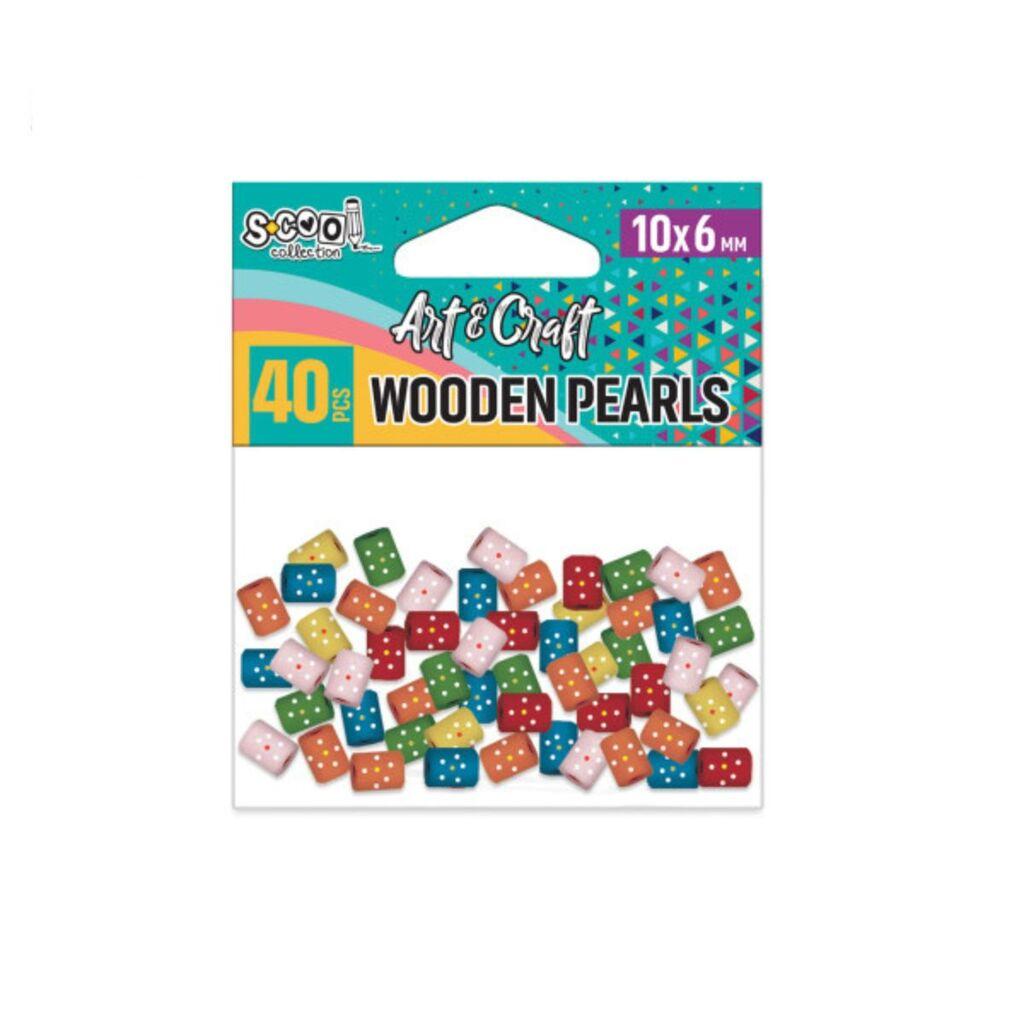 S-cool Drvene perle Art&Craft, 10x6mm, 40 komada, Šarene