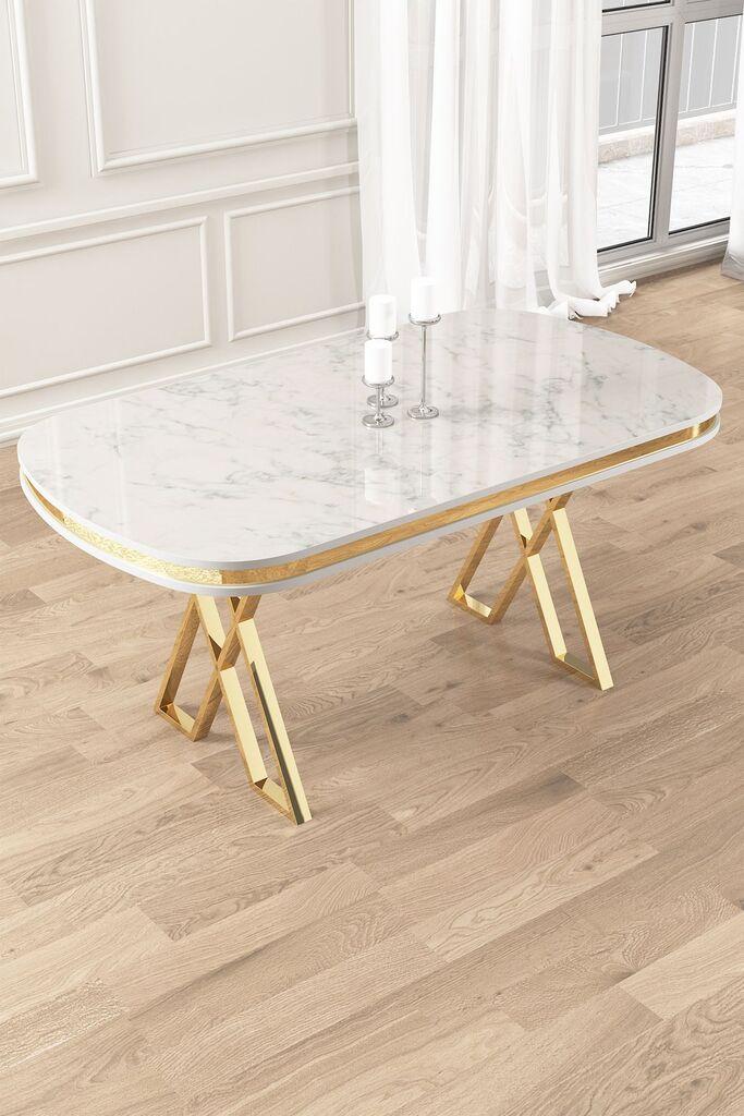 Hanah Home Trpezarijski sto Zae, 168x76x90 cm, Zlatne boje