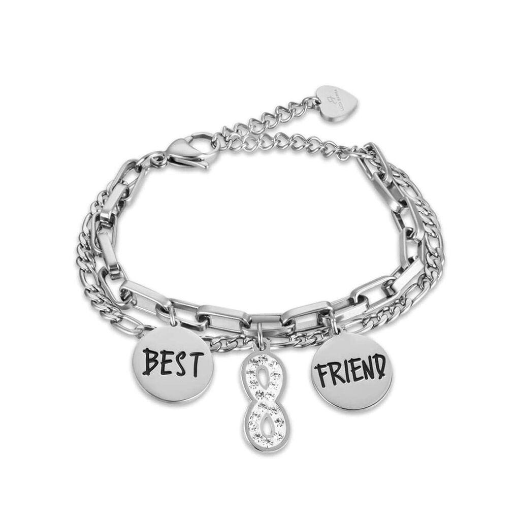 Luca Barra Ženska narukvica Best Friend, Srebrne boje