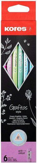 Grafitne olovke Kores sa gumicom, HB, 6 komada