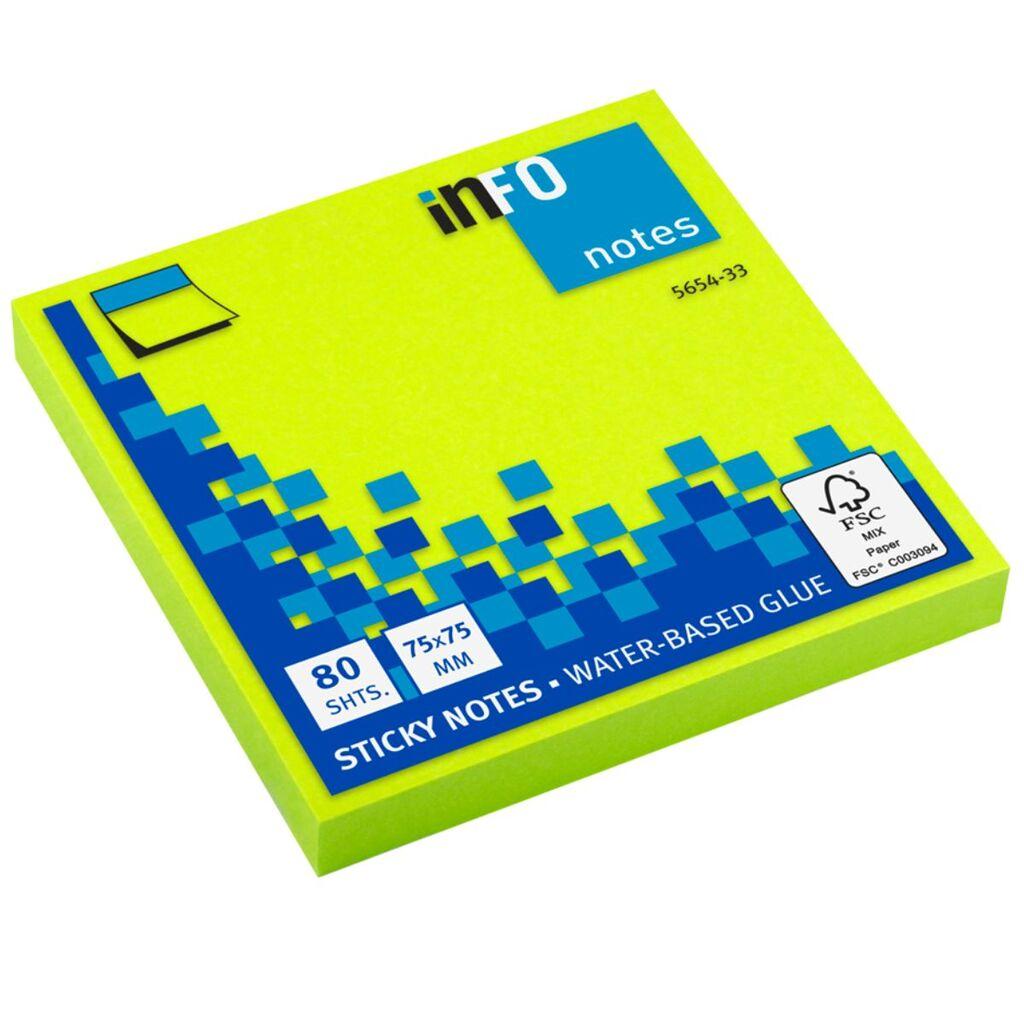 Info Samolepljivi blokčić, 75x75mm, Zeleni